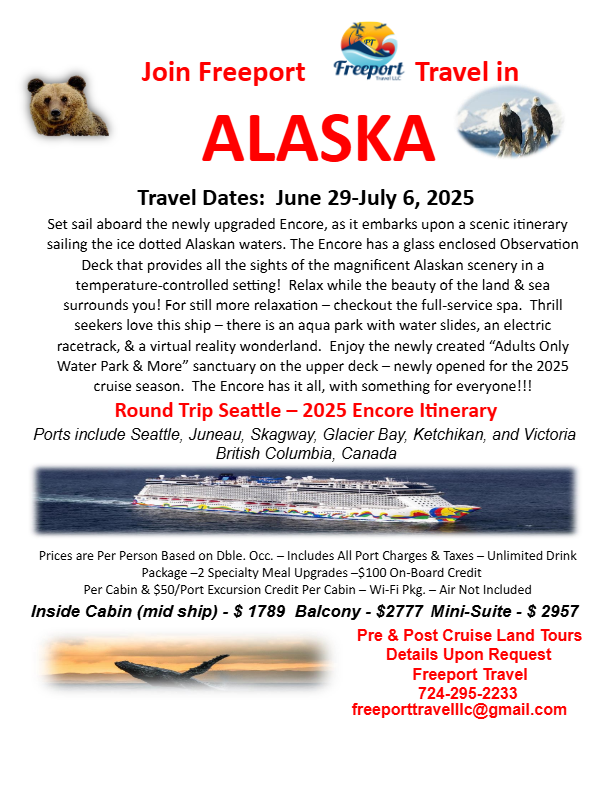 Round Trip Seattle Norwegian Encore June 29 to July 6, 2025