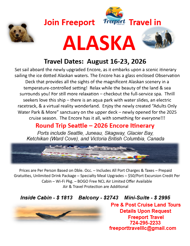 Cruise on Norwegians Encore to Alaska - August 16th-23rd 2026